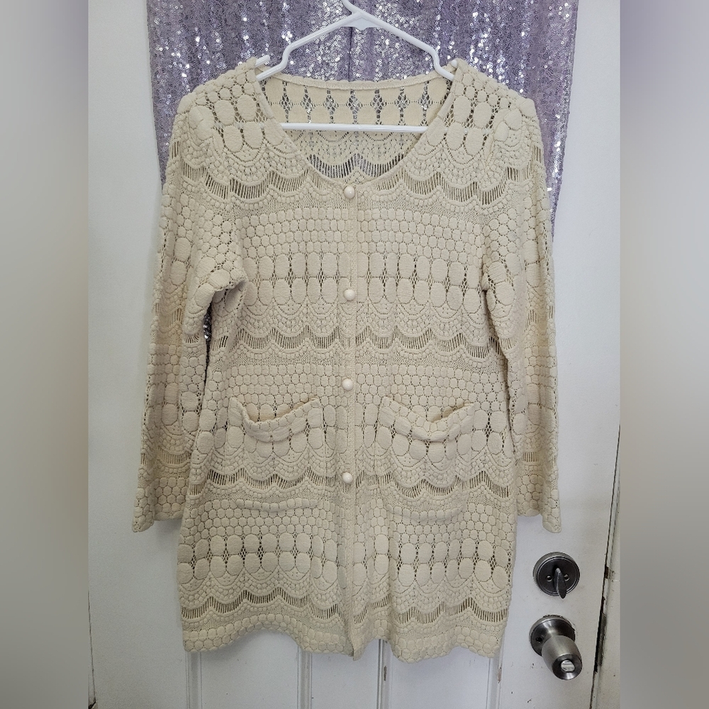 Elegant Cream Lace Women Sweater